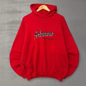Vintage Arkansas Razorbacks Cursive Script Hoodie 90s Sweatshirt XL READ